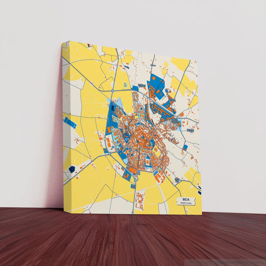Beja Portugal Colorful City Map Canvas Print