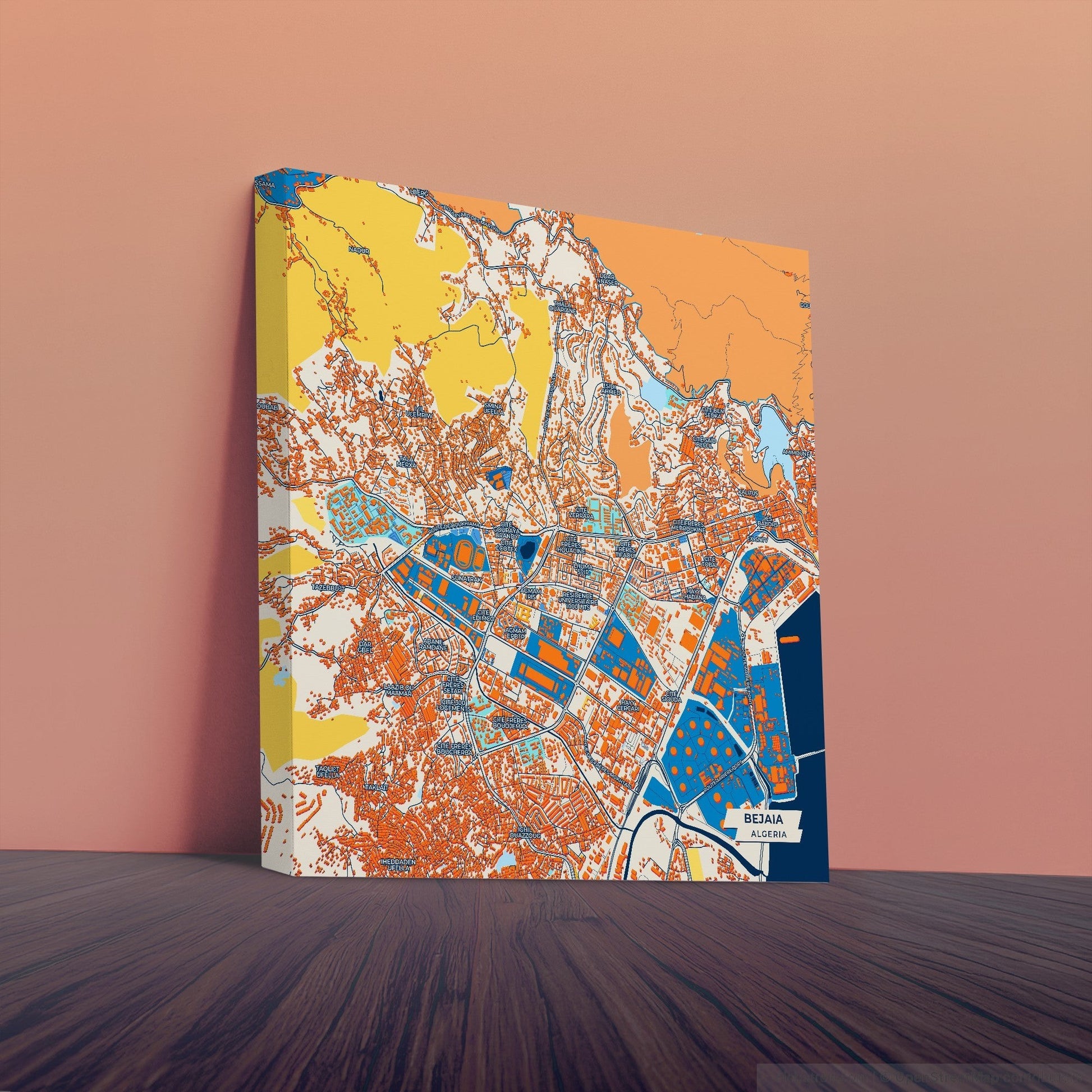 Bejaia Algeria Colorful City Map Canvas Print