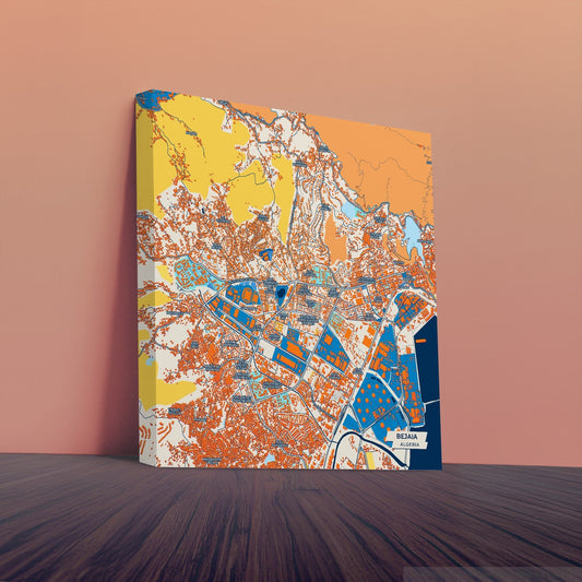 Bejaia Algeria Colorful City Map Canvas Print