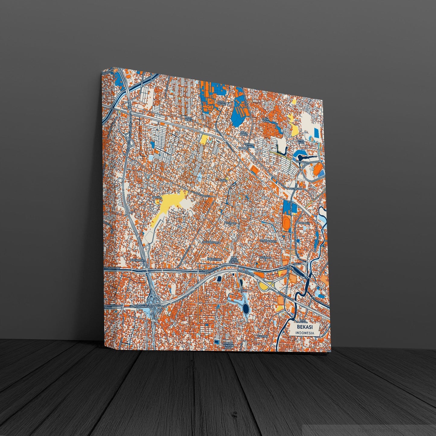 Bekasi Indonesia Colorful City Map Canvas Print