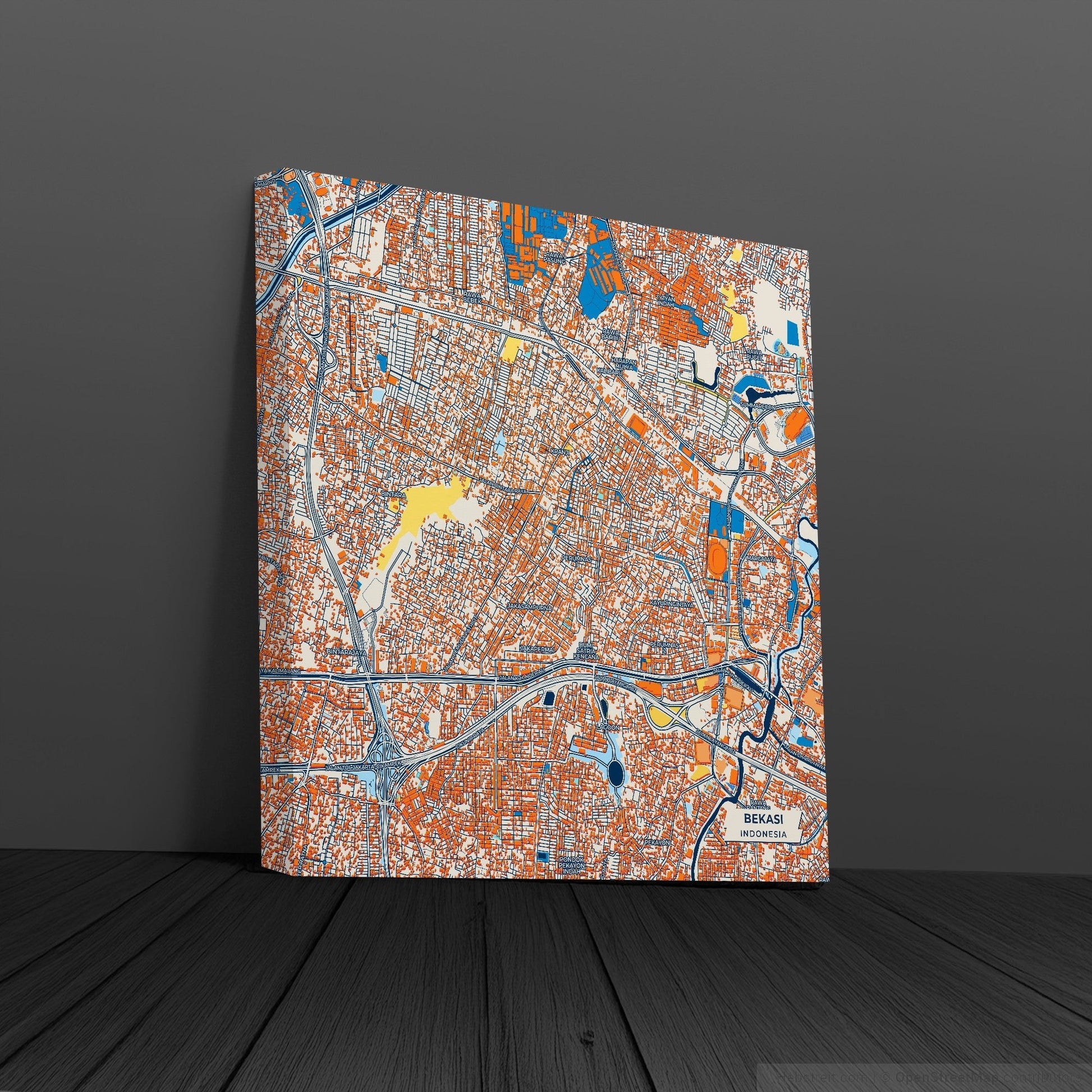 Bekasi Indonesia Colorful City Map Canvas Print