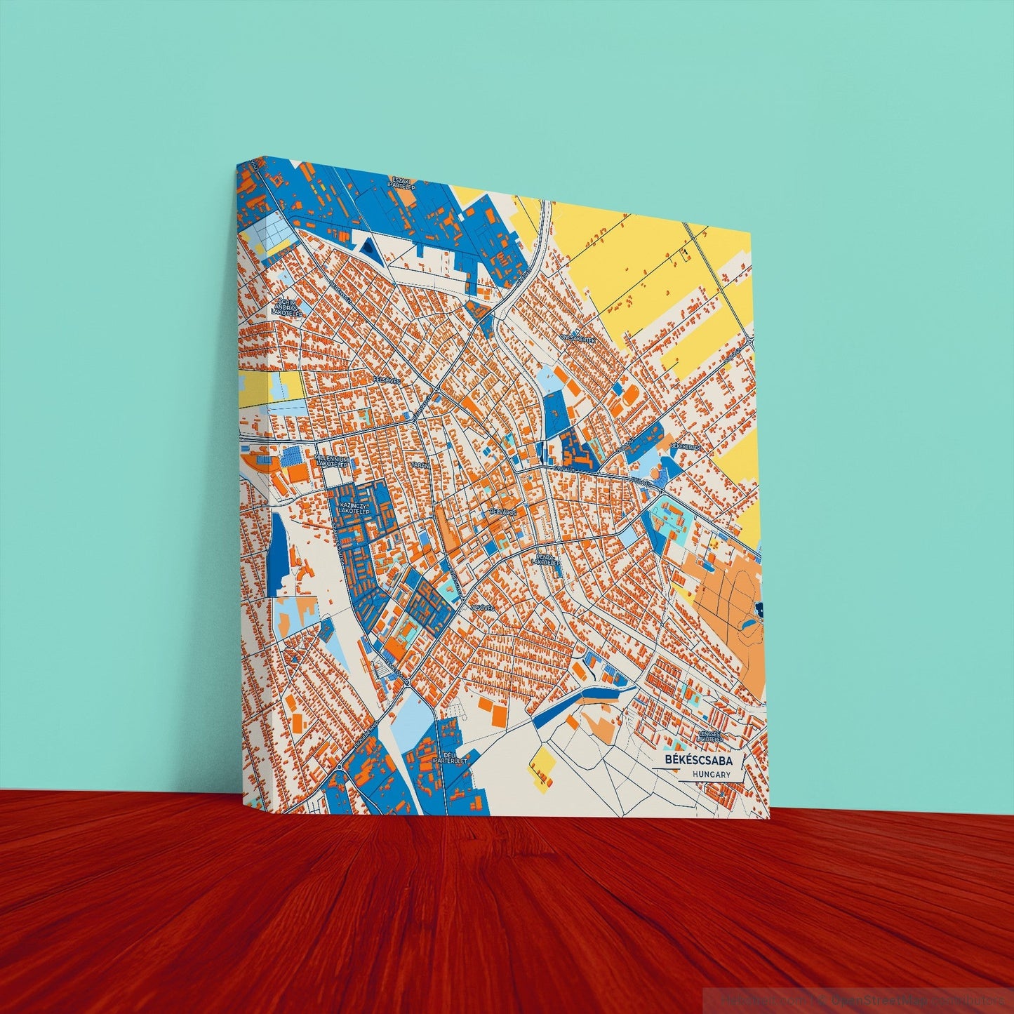 Békéscsaba Hungary Colorful City Map Canvas Print