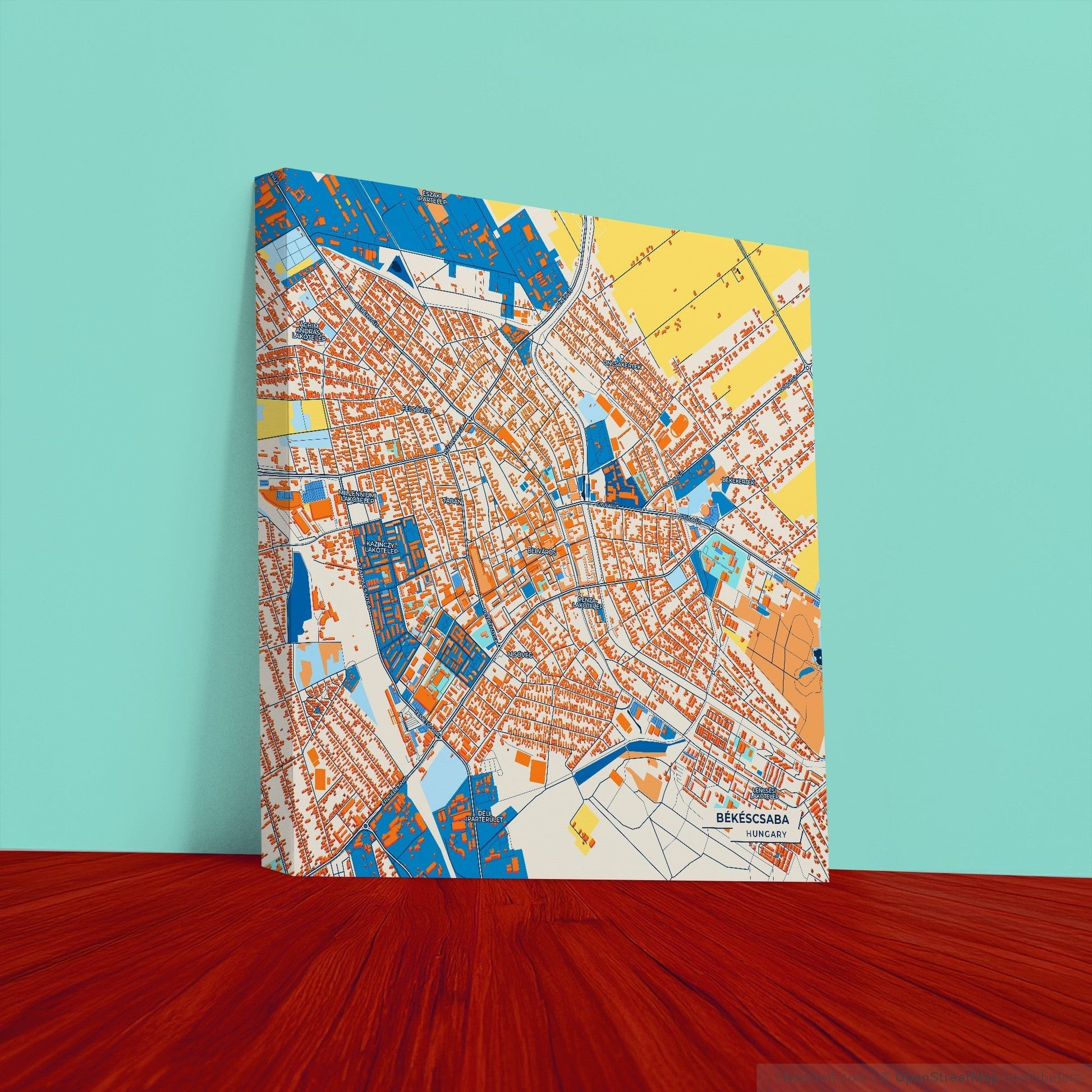 Békéscsaba Hungary Colorful City Map Canvas Print