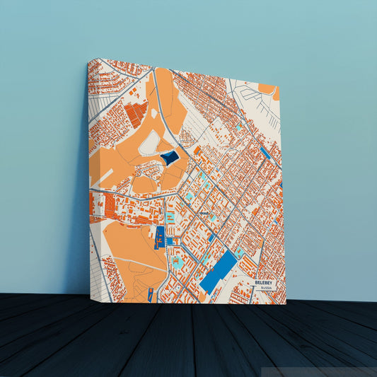 Белебей Russia Colorful City Map Canvas Print