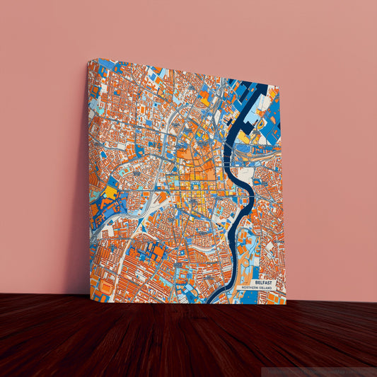 Belfast Northern Ireland Colorful City Map Canvas Print