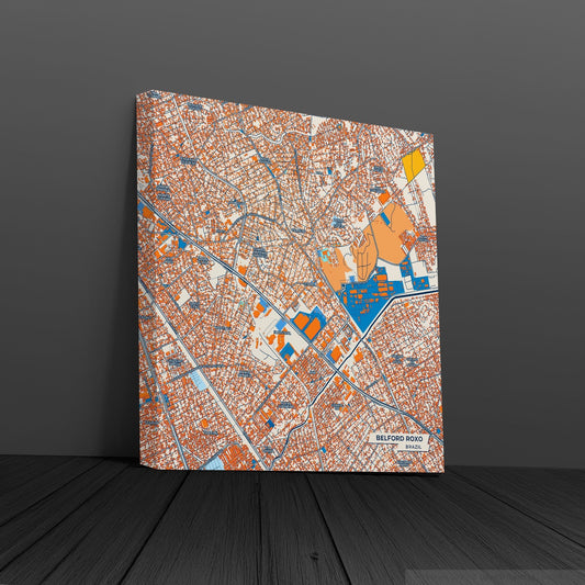 Belford Roxo Brazil Colorful City Map Canvas Print