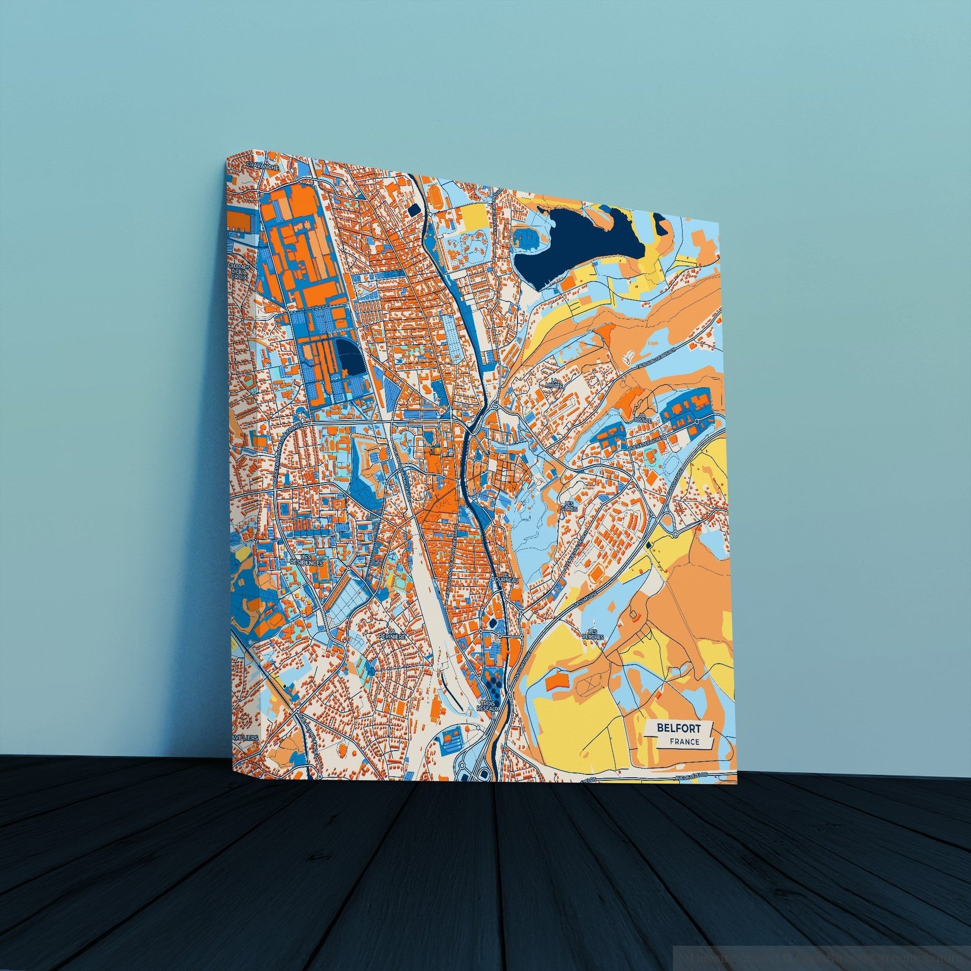 Belfort France Colorful City Map Canvas Print