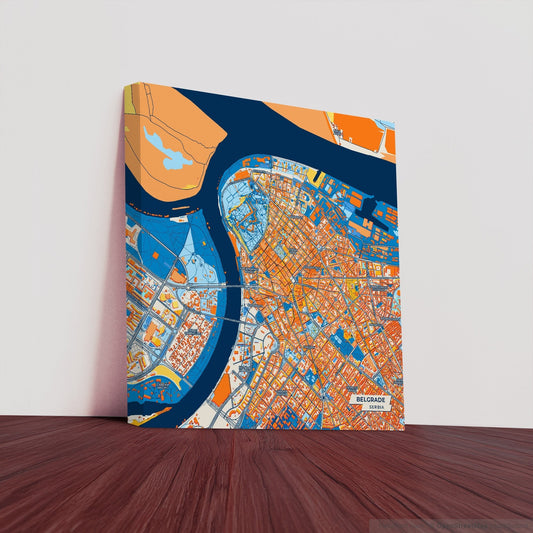 Београд Serbia Colorful City Map Canvas Print