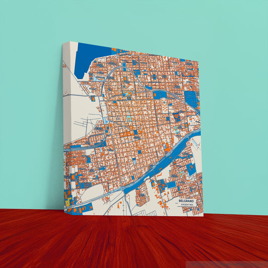 Belgrano Argentina Colorful City Map Canvas Print