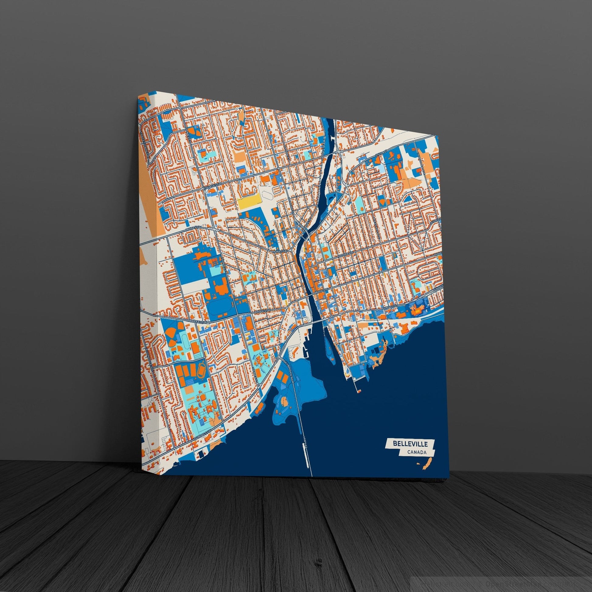 Belleville Canada Colorful City Map Canvas Print