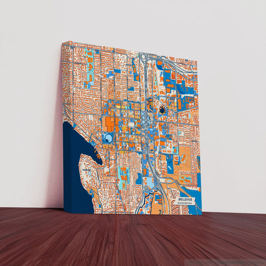 Bellevue Washington Colorful City Map Canvas Print