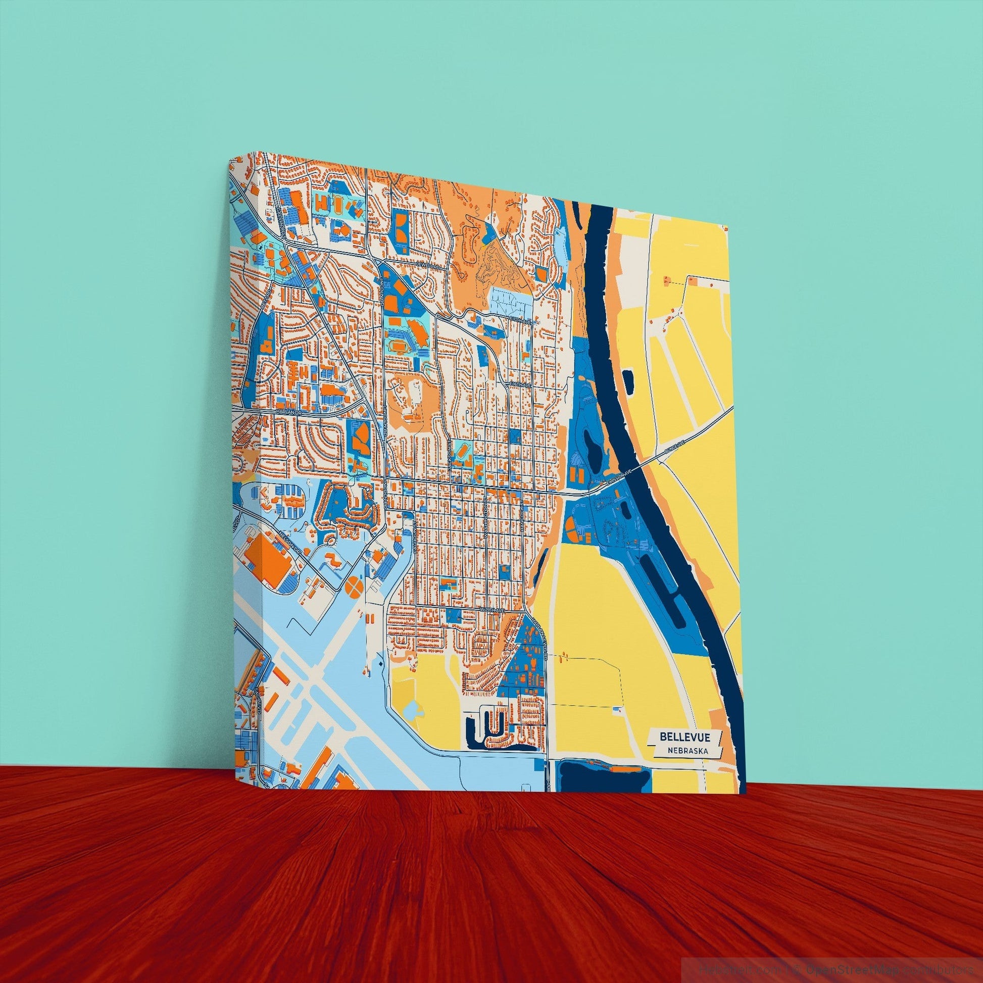 Bellevue Nebraska Colorful City Map Canvas Print