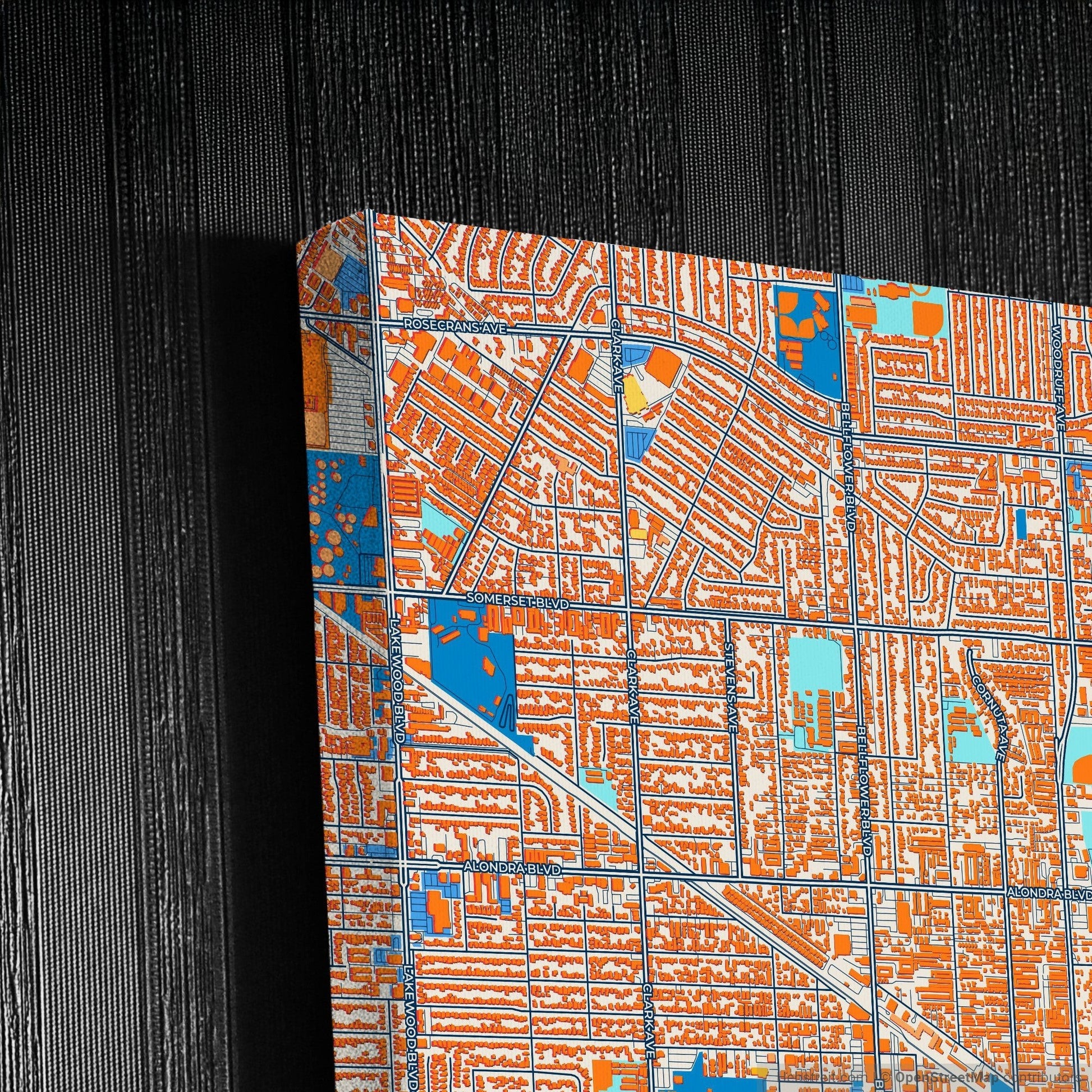 Bellflower California Colorful City Map Canvas Print Detail