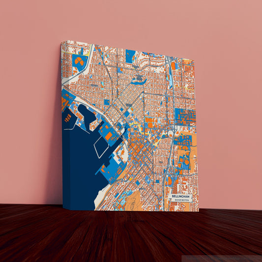 Bellingham Washington Colorful City Map Canvas Print