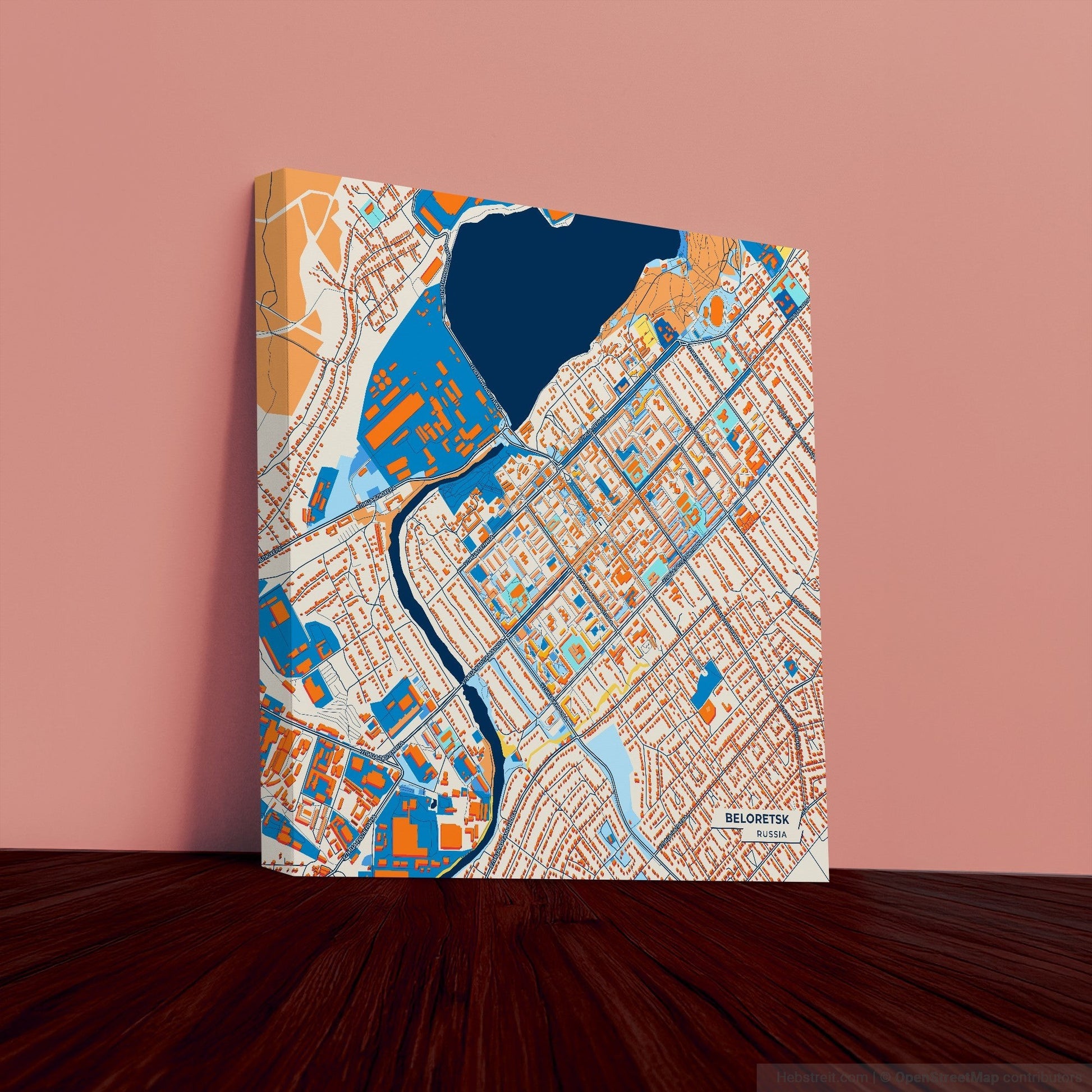 Белорецкий Russia Colorful City Map Canvas Print