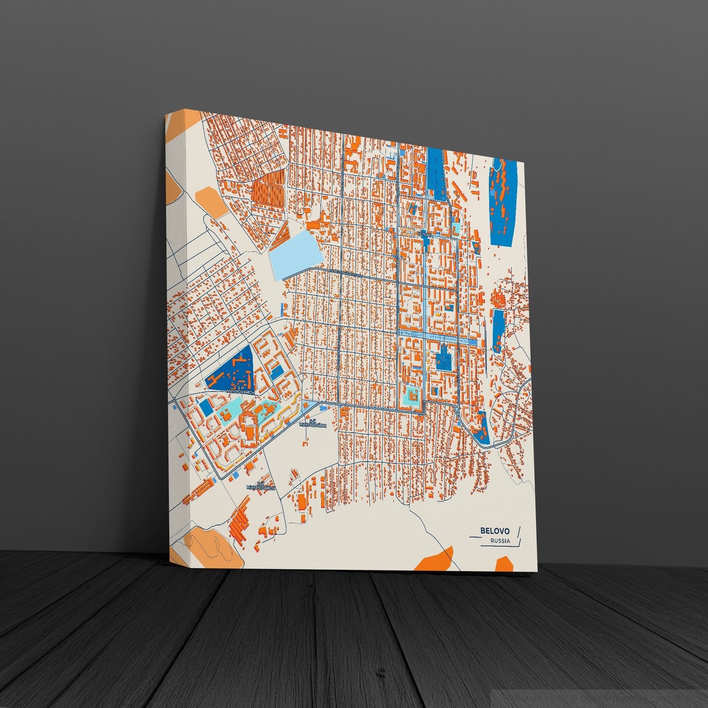 Белово Russia Colorful City Map Canvas Print
