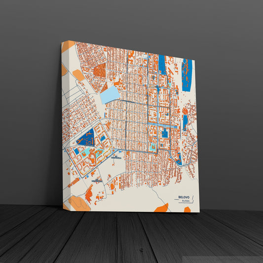 Белово Russia Colorful City Map Canvas Print