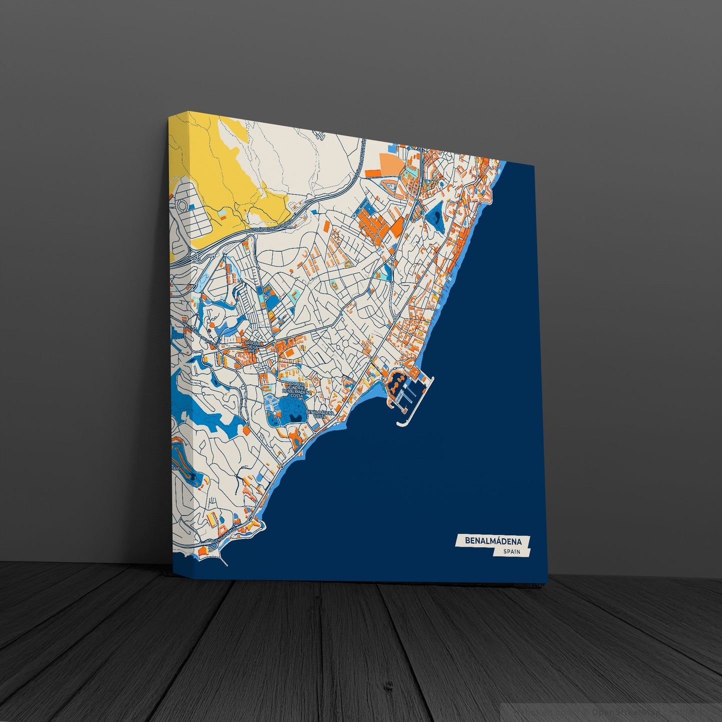 Benalmádena Spain Colorful City Map Canvas Print