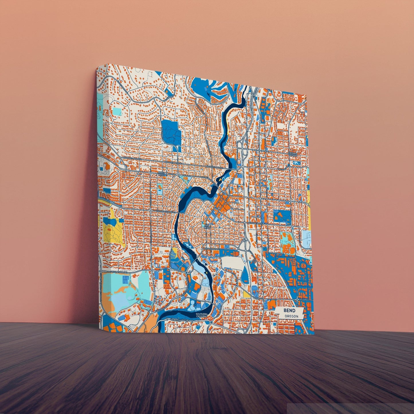 Bend Oregon Colorful City Map Canvas Print