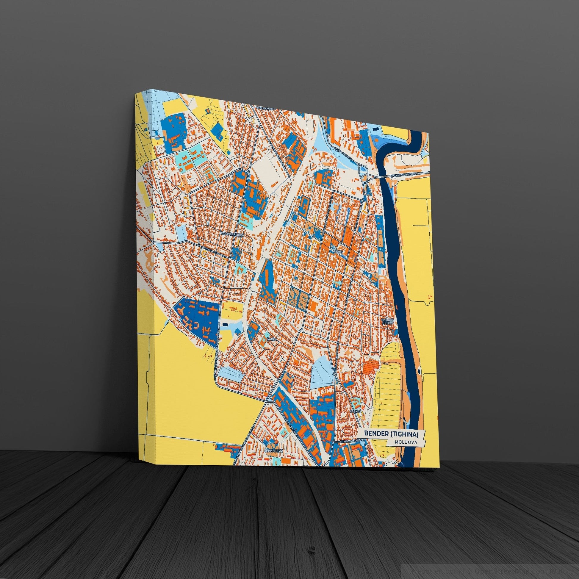 Bender (Tighina) Moldova Colorful City Map Canvas Print