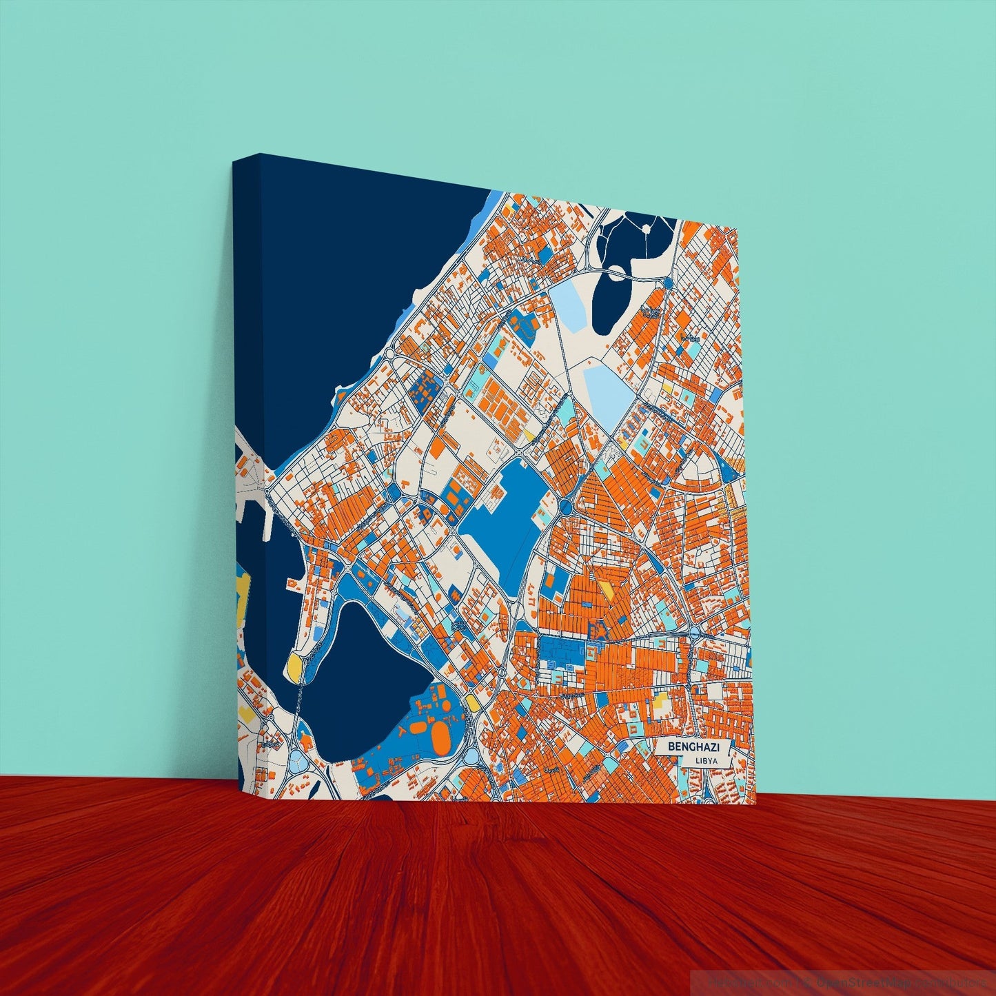 Benghazi Libya Colorful City Map Canvas Print