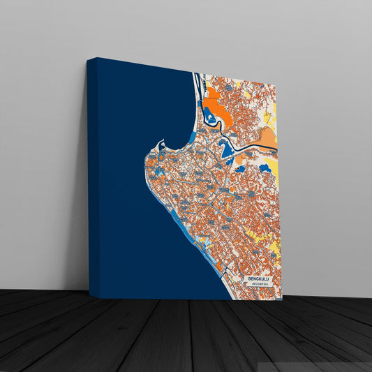 Bengkulu Indonesia Colorful City Map Canvas Print