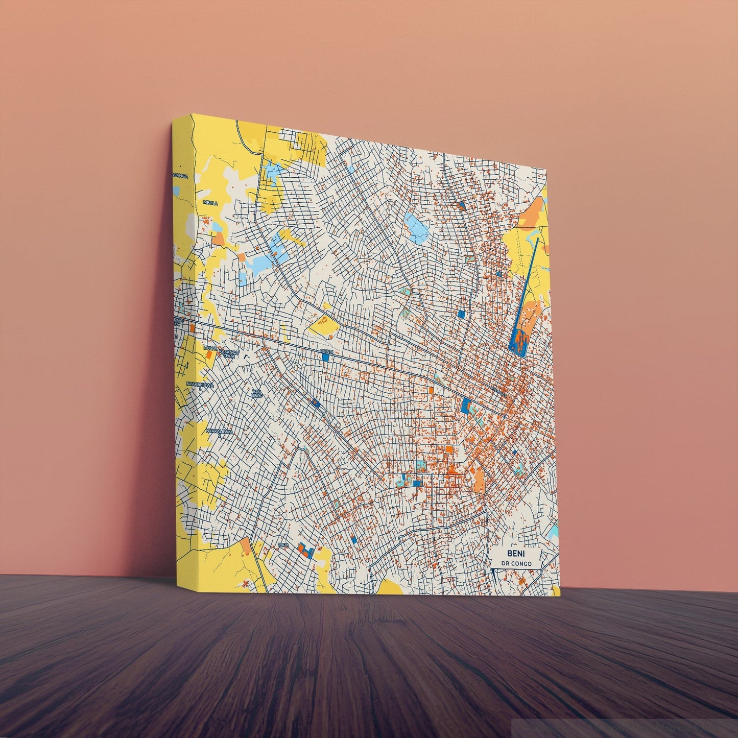 Beni Dr Congo Colorful City Map Canvas Print