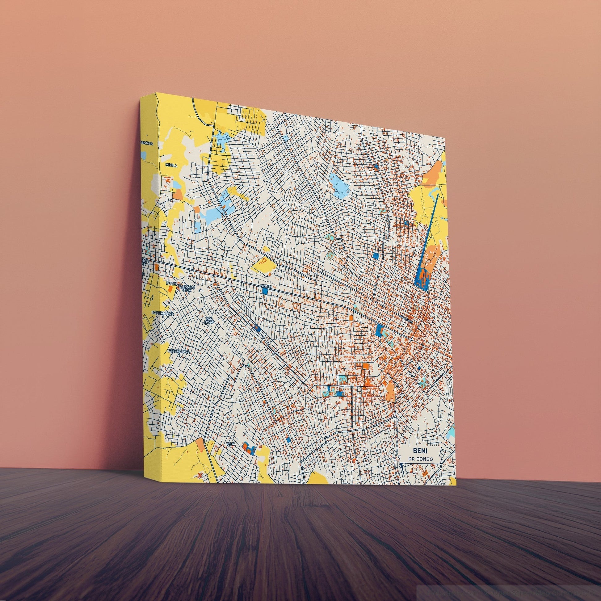 Beni Dr Congo Colorful City Map Canvas Print