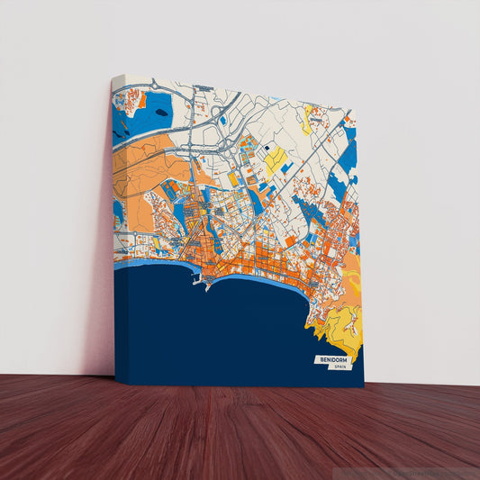 Benidorm Spain Colorful City Map Canvas Print