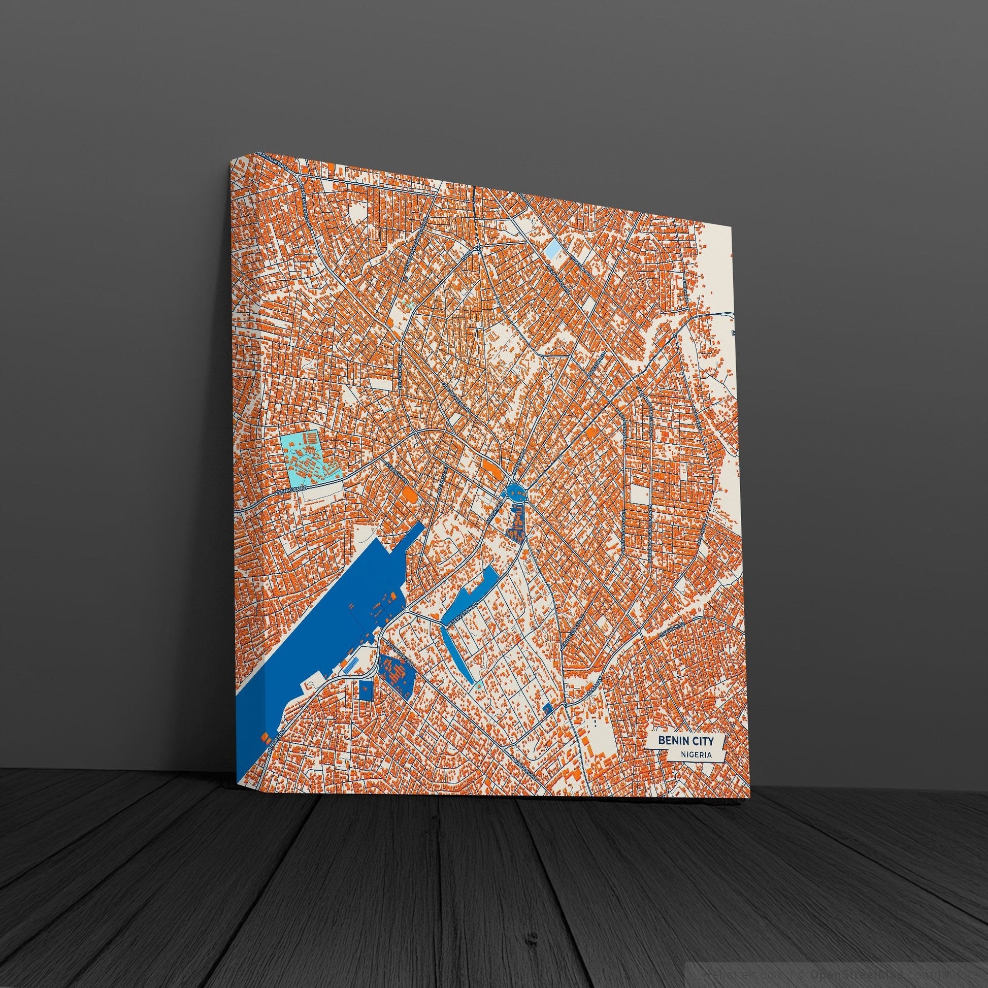 Benin City Nigeria Colorful City Map Canvas Print