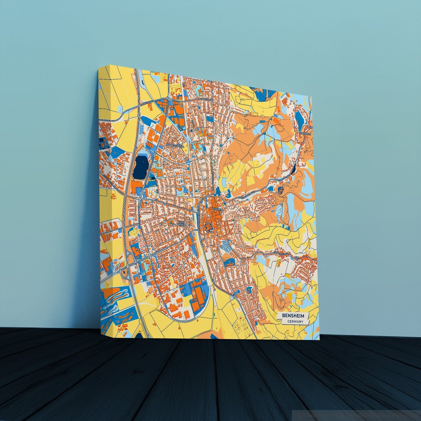 Bensheim Germany Colorful City Map Canvas Print