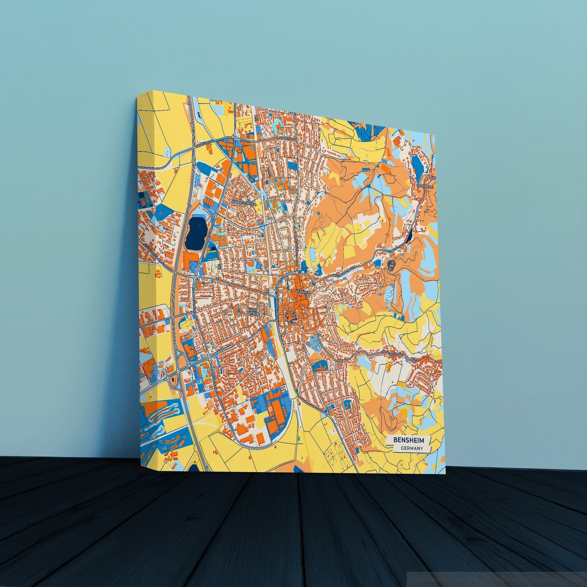 Bensheim Germany Colorful City Map Canvas Print
