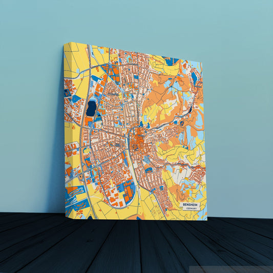 Bensheim Germany Colorful City Map Canvas Print
