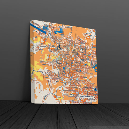 Bento Goncalves Brazil Colorful City Map Canvas Print