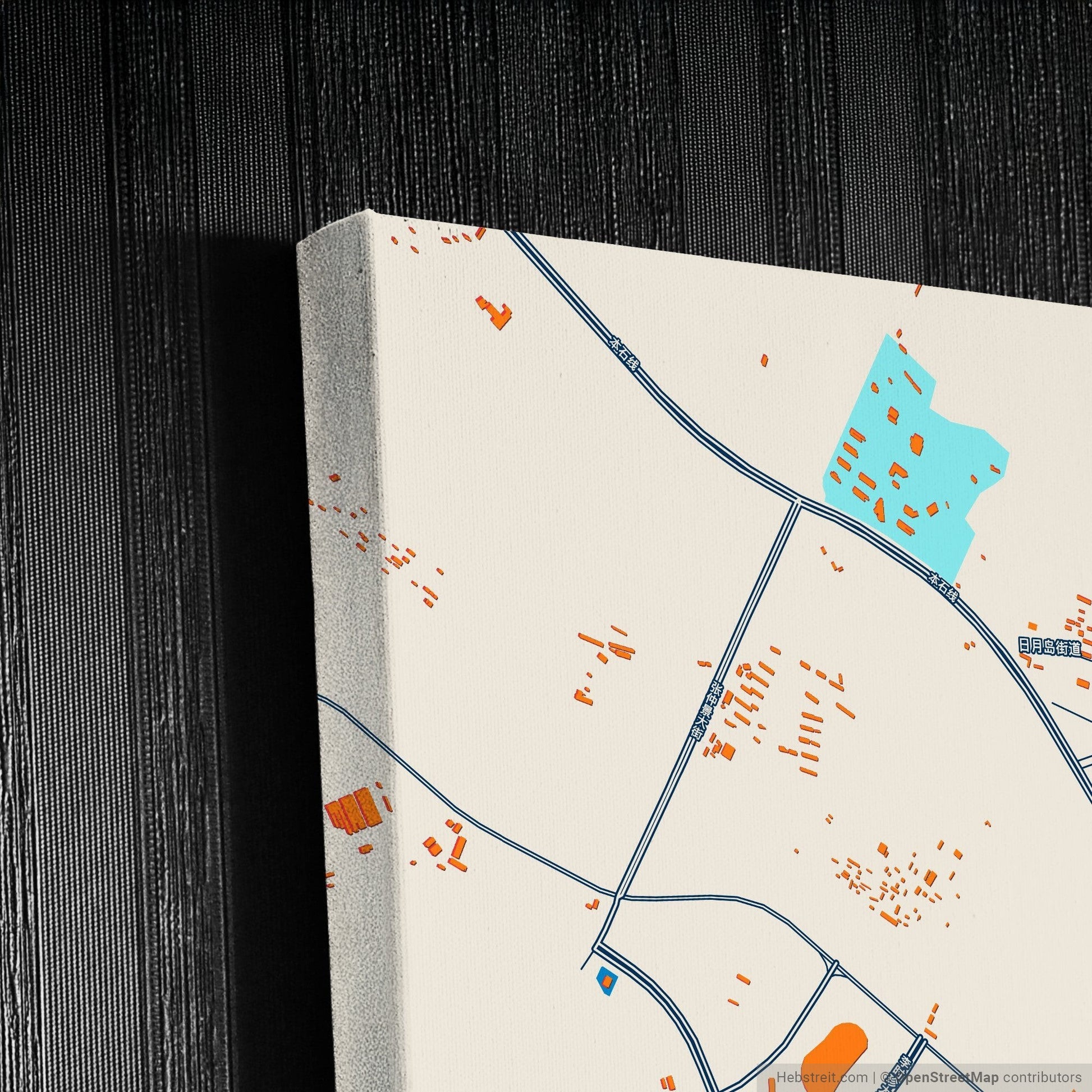 Benxi China Colorful City Map Canvas Print Detail