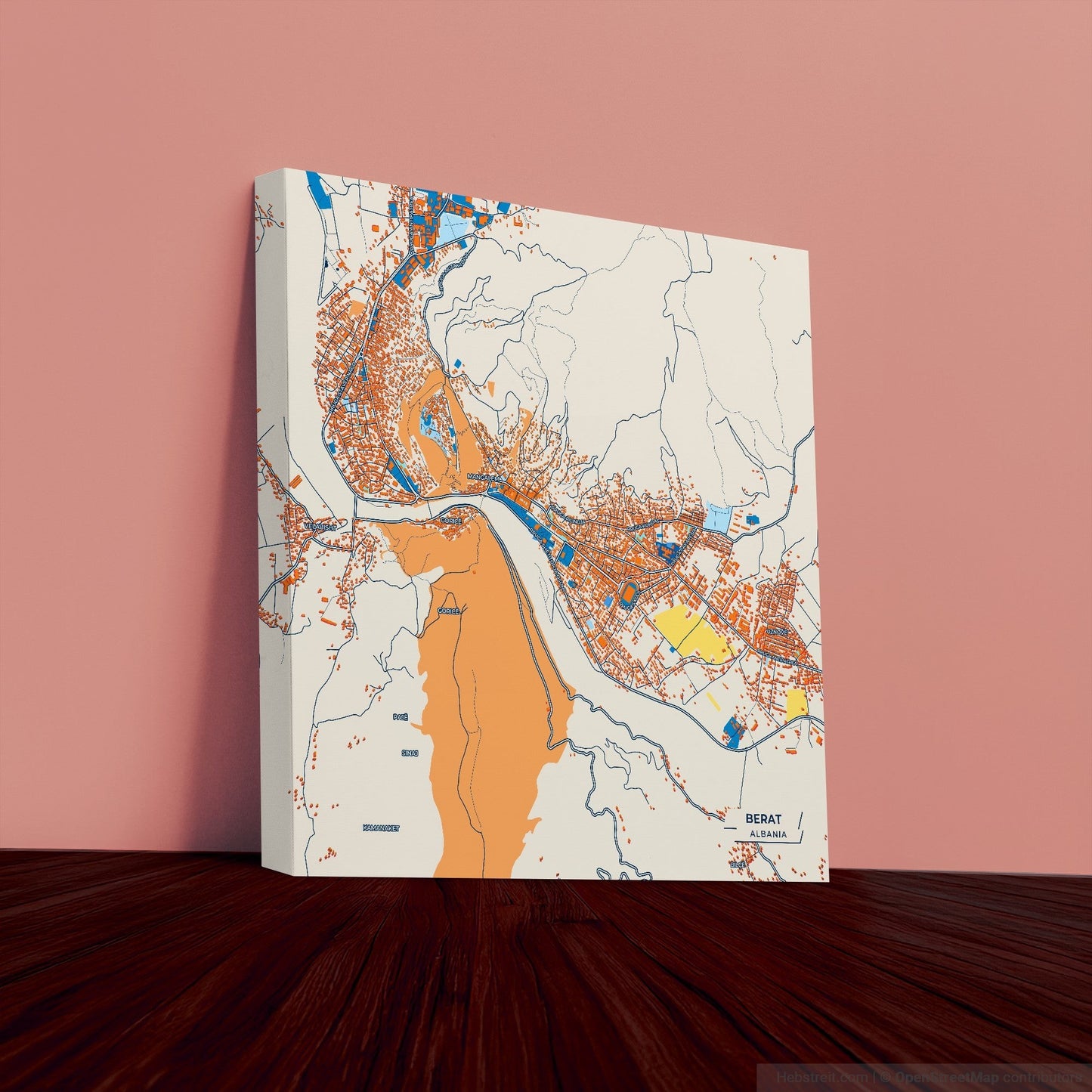 Berat Albania Colorful City Map Canvas Print
