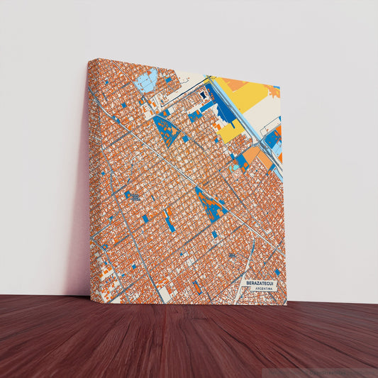 Berazategui Argentina Colorful City Map Canvas Print