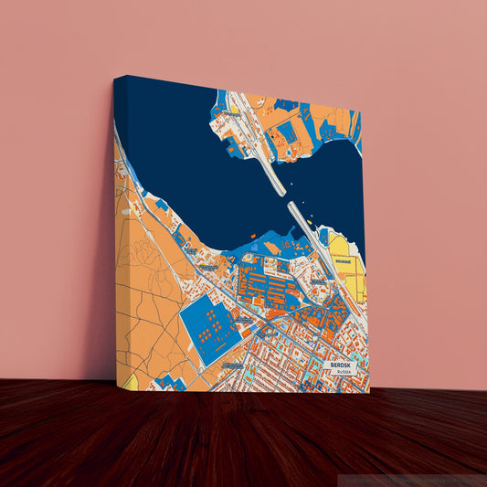 Бердск Russia Colorful City Map Canvas Print