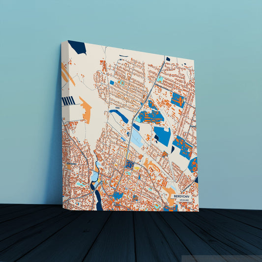 Бердичів Ukraine Colorful City Map Canvas Print