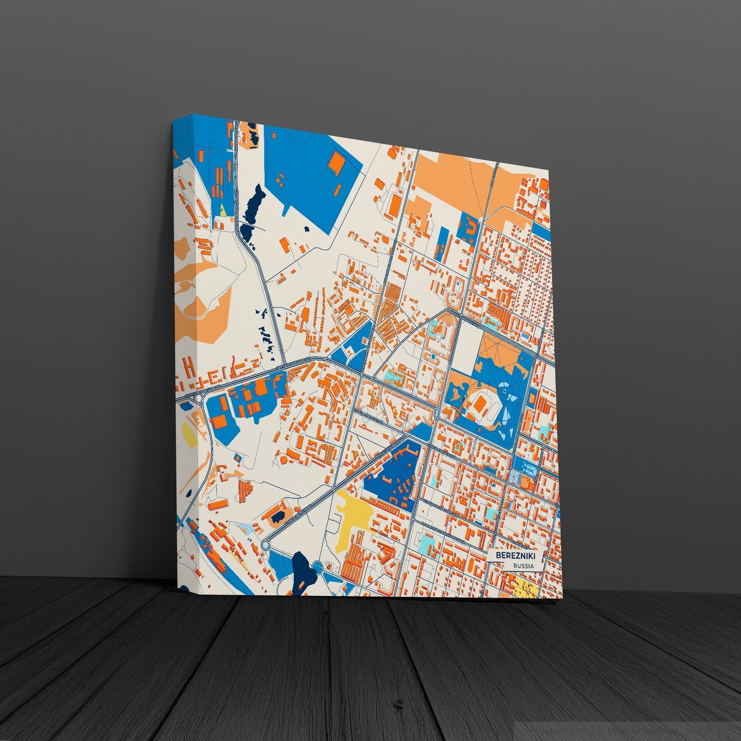 Березники Russia Colorful City Map Canvas Print