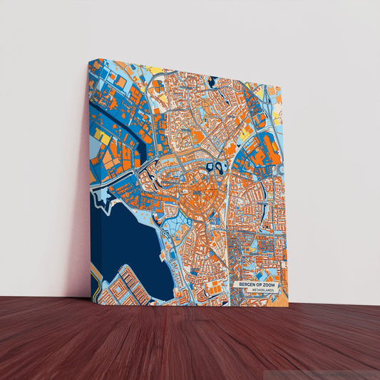 Bergenopzoom Netherlands Colorful City Map Canvas Print