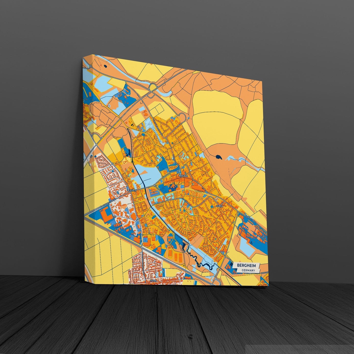 Bergheim Germany Colorful City Map Canvas Print