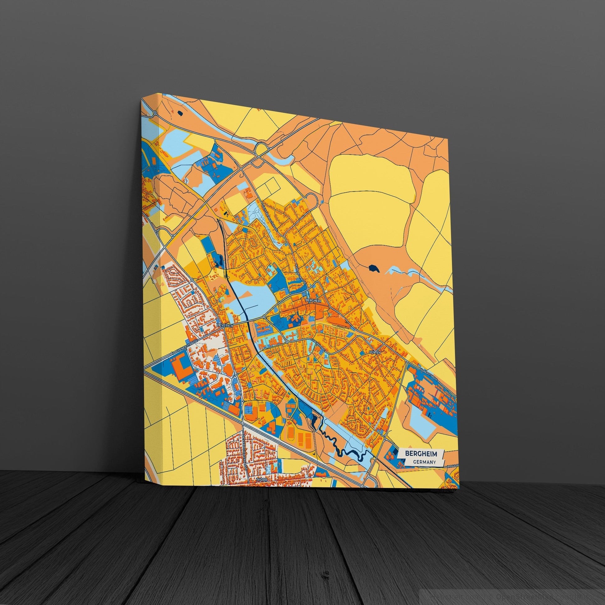 Bergheim Germany Colorful City Map Canvas Print