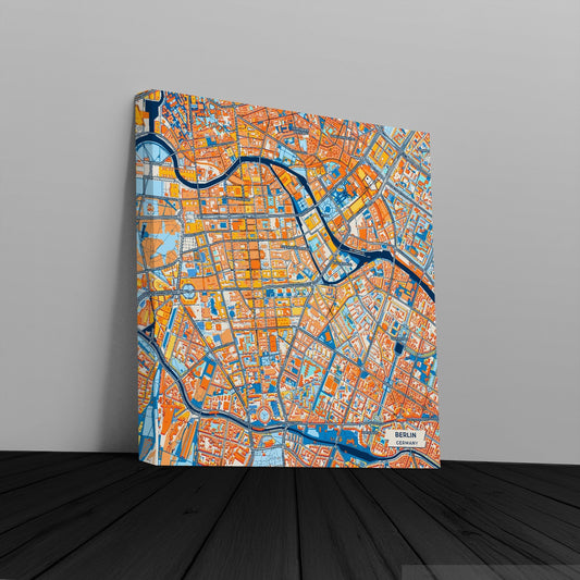 Berlin Germany Colorful City Map Canvas Print