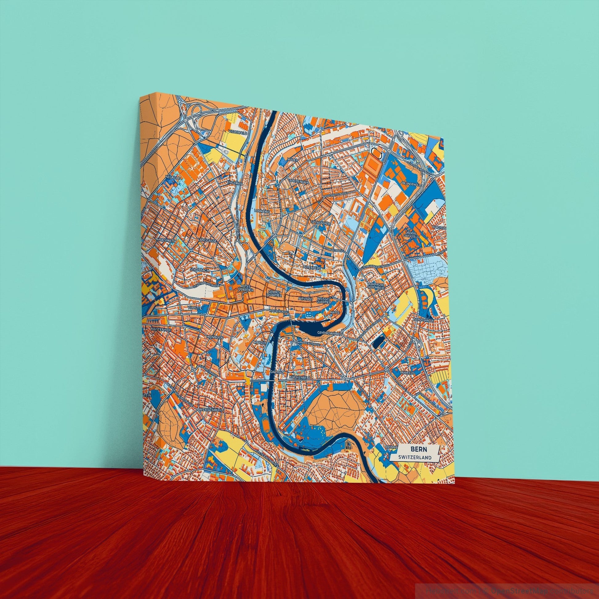 Bern Switzerland Colorful City Map Canvas Print