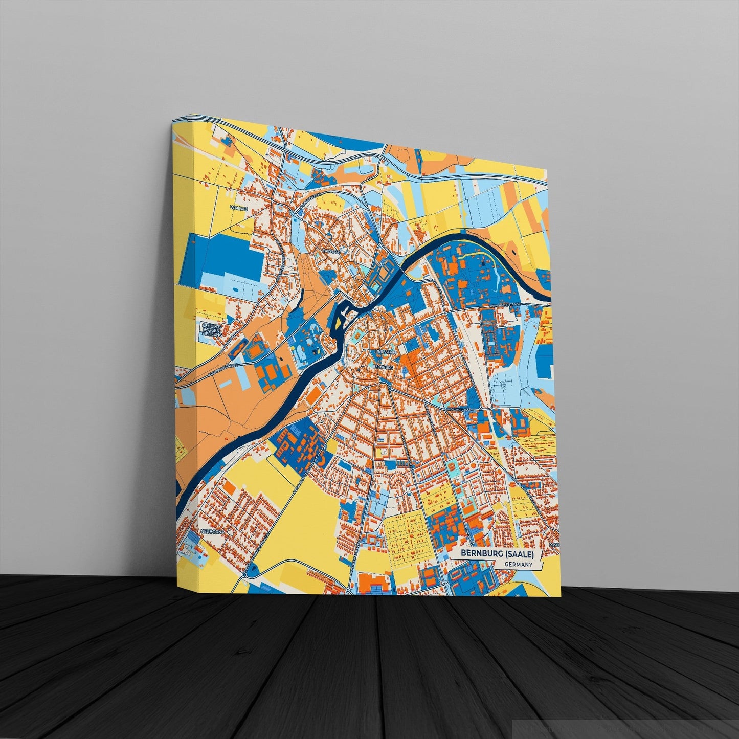 Bernburg (Saale) Germany Colorful City Map Canvas Print