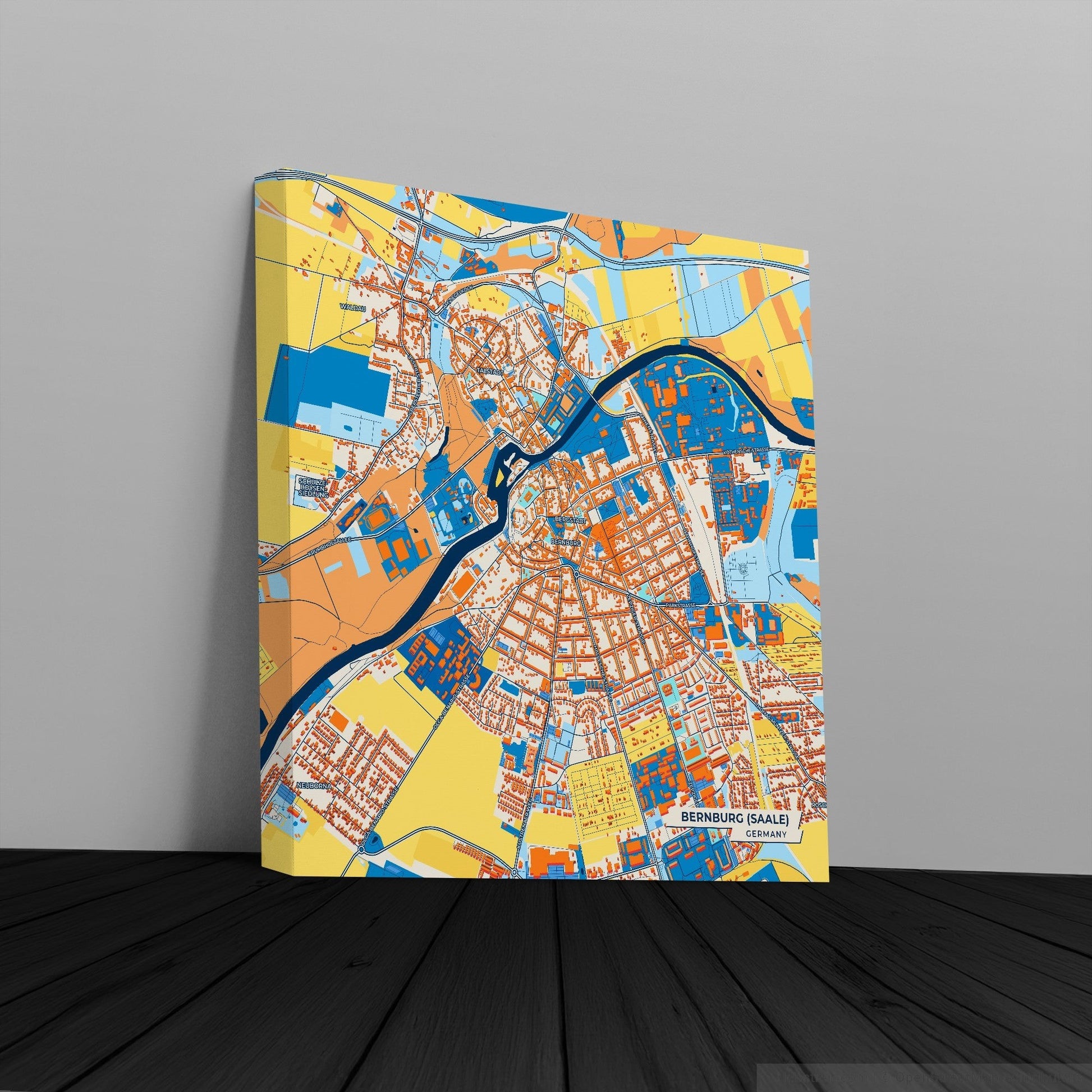 Bernburg (Saale) Germany Colorful City Map Canvas Print