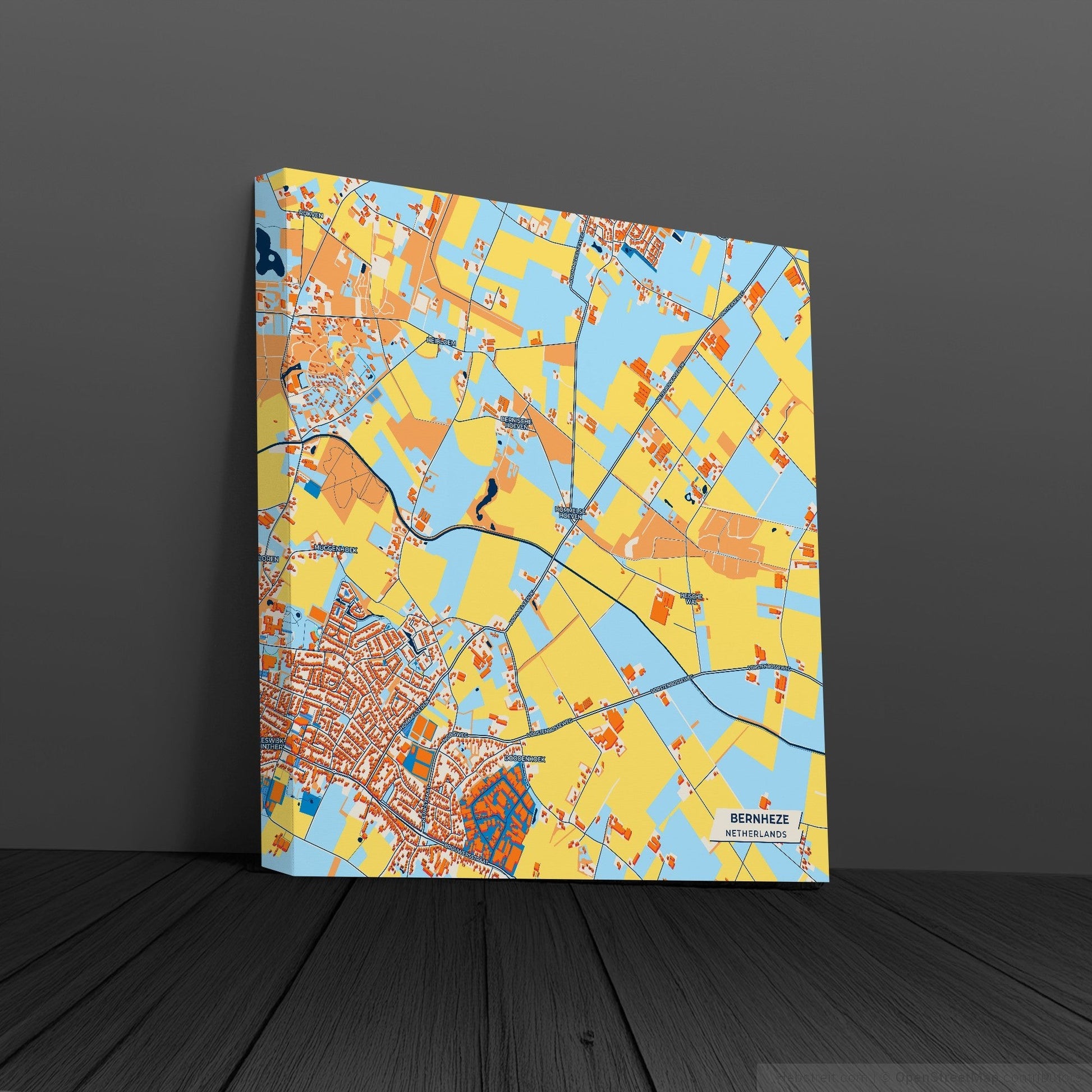 Bernheze Netherlands Colorful City Map Canvas Print