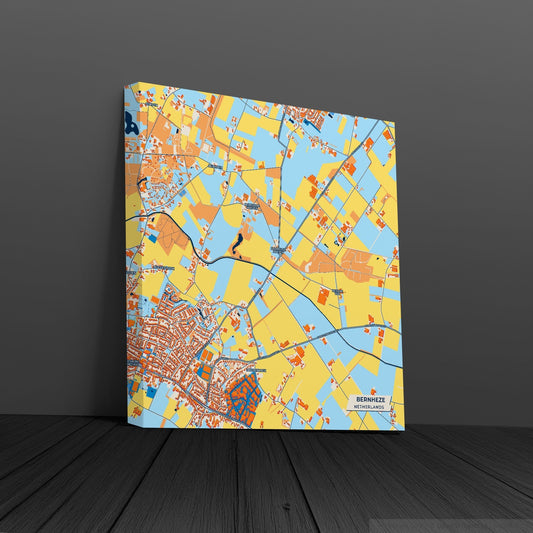Bernheze Netherlands Colorful City Map Canvas Print