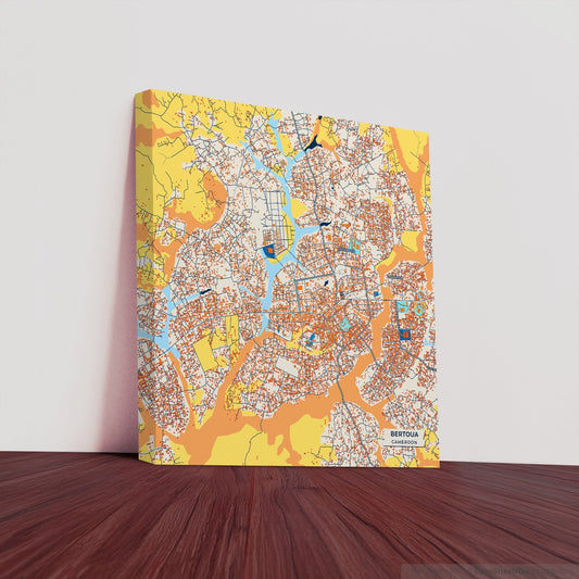 Bertoua Cameroon Colorful City Map Canvas Print
